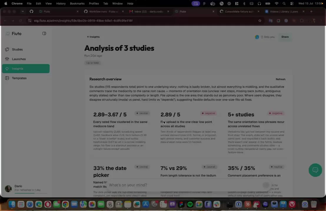 Claude Code fanning the QA review out: the analysis section, the stretched deck, the separate slide generator, and the report with three validation failures, 15 successes and the cost of the run.